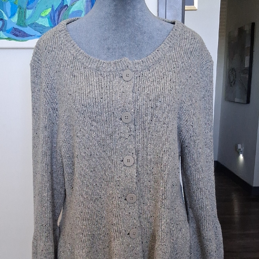 Coldwater Creek Women's Gray Button-Up Cardigan